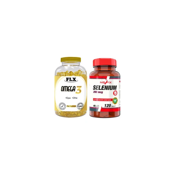 Flx Omega 3 Balık Yağı 90 Softgel  Nevfix Selenyum 200 Mcg 120 Tablet
