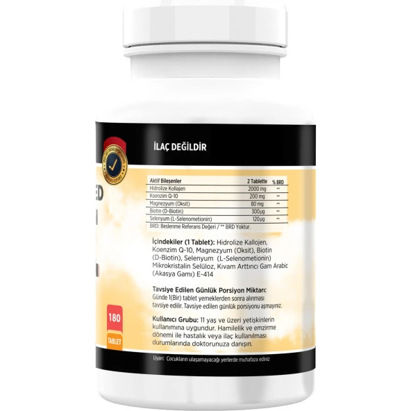 Flx nbspcollagen Coenzyme Selenium Biotin Magnesium 180 NBSPTABLET + Nevfix Vitamin D3 400 Iu 20 ml Sprey - Resim 4