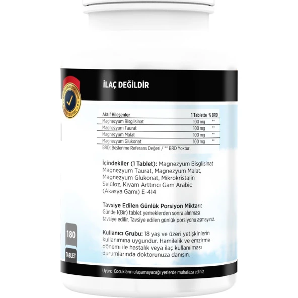 FLX Magnezyum Bisglisinat Malat Taurat Glukonat 180 Tablet - 2