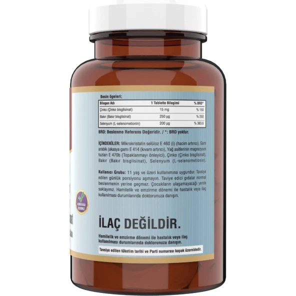 Ncs Çinko Bisglisinat   Bakır Selenium 180 Tablet Zinc - Resim 2