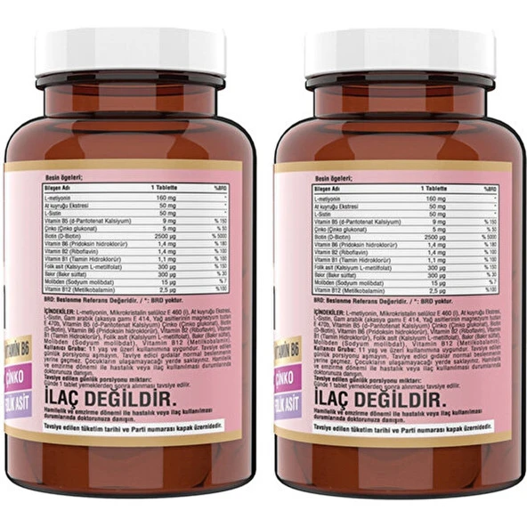 Ncs Biotin 2500 Mcg L Sistein Çinko 60 Tablet 2 Kutu - Resim 2