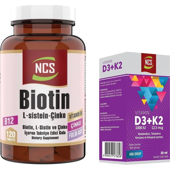 Biotin Çinko Vitamin B 120 Tablet   Vitamin D3 K2 Damla - Resim 3