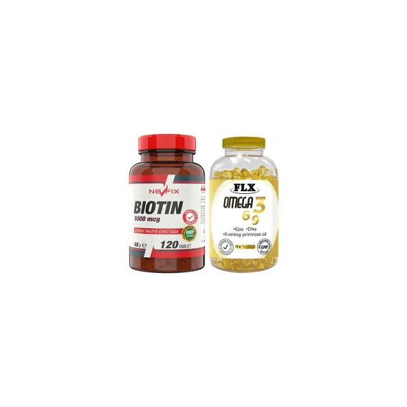Nevfix Biotin 5000 Mcg 120 Tablet   Flx Omega 3-6-9 90 Tablet