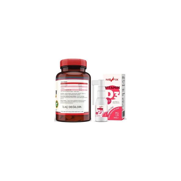 Nevfix Hydrolyzed Collagen Vitamin C Glutathione 120 Tablet  Nevfix Vitamin D3 Sıvı 20 ml