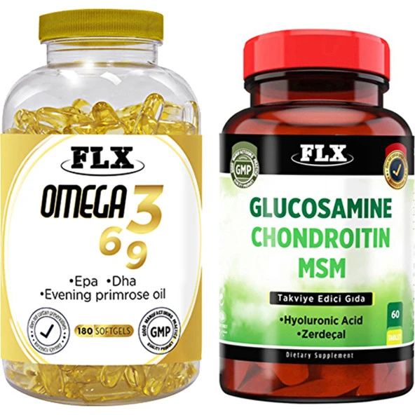 Flx Omega 3-6-9 -180 Softgel   Flx Glucosamine Zerdeçal 60 Tablet