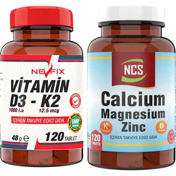 Ncs Calcium Magnesium Çinko   Nevfix Vitamin D3-K2 120 Tablet - 1