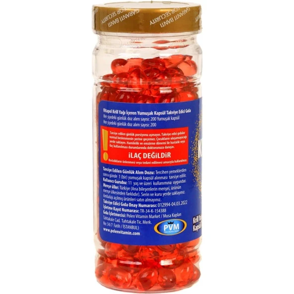 Vitapol Krill Oil Complex Astaxanthin+Choline+Phosphatidylserine+Omega3+Epa Dha 200 Kapsül - Resim 2
