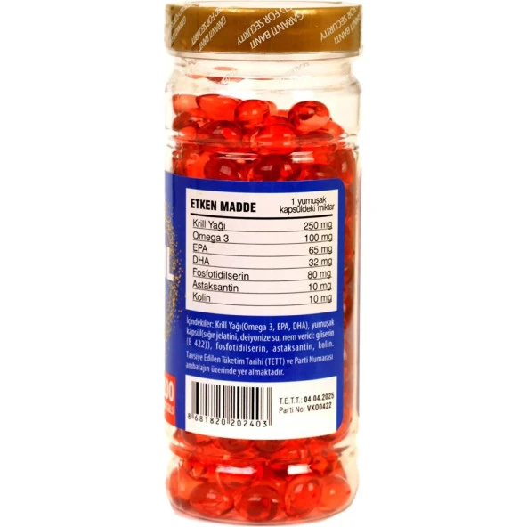 Vitapol Krill Oil Complex Astaxanthin+Choline+Phosphatidylserine+Omega3+Epa Dha 200 Kapsül - Resim 3
