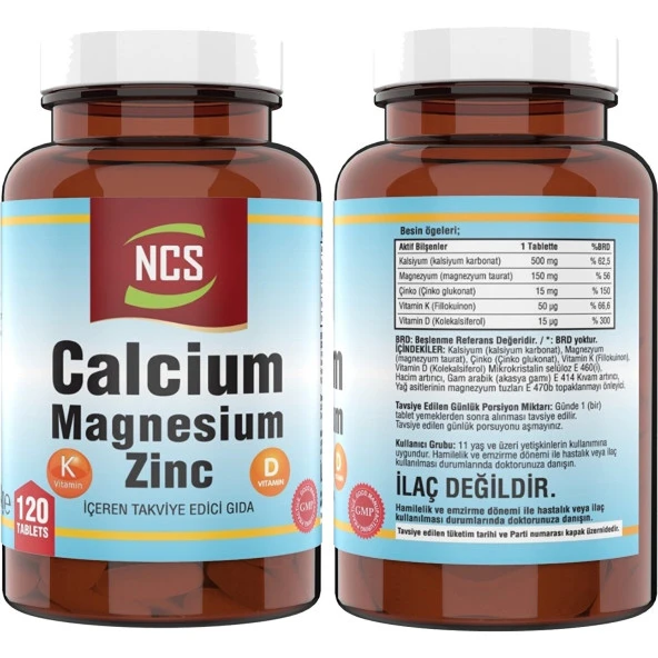 Ncs Calcium Magnesium Çinko   Nevfix Vitamin D3-K2 120 Tablet - 3