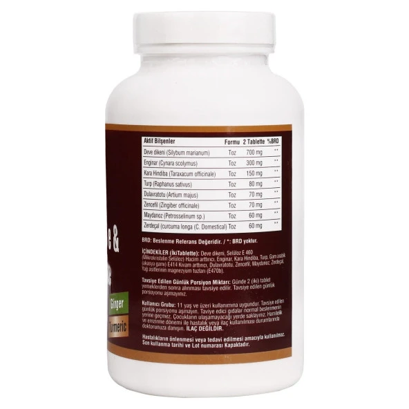 Ncs Milk Thistle Artichoke Zerdeçal Karahindiba Zencefil Maydanoz Deve Dikeni Enginar 90 Tablet - 2