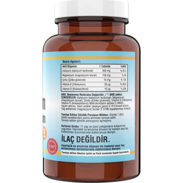 Ncs Kalsiyum Magnezyum Taurat Çinko 120 Tablet Vitamin D   K - 2