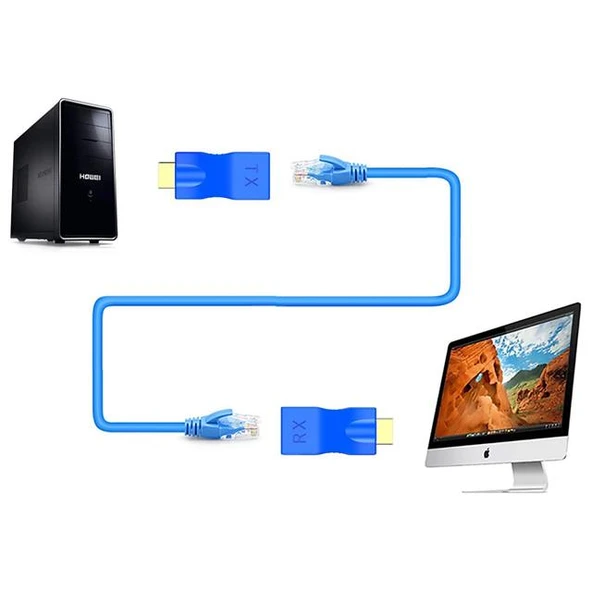 Powermaster PM-18225 30 Metre HDMI 4K Cat5/Cat6/Cat7 Uzatıcı Extender (RJ45 Uzatma - HDMI Kablo Gerekmez) - 7