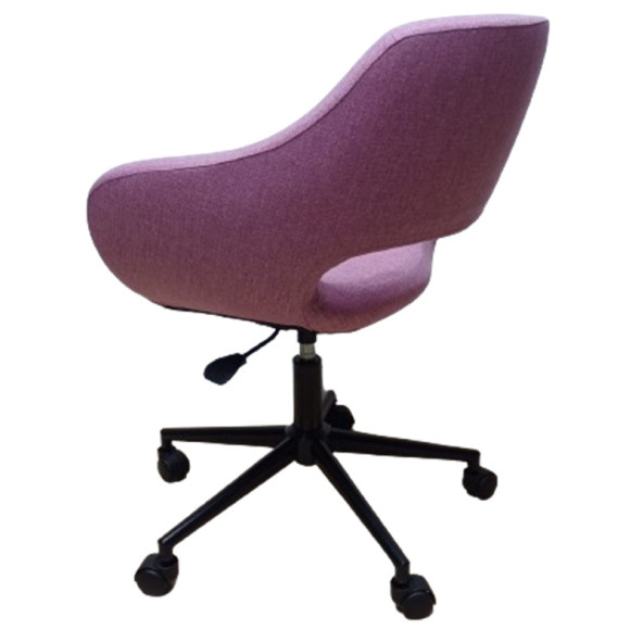 Ofis Koltuğu Çalışma Sandalyesi Pembe Renk Keten Kumaş Döküm Süngerli - 5