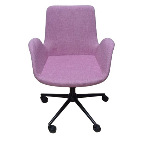 Büro Koltuğu Ofis Sandalyesi Pembe Renk Keten Kumaş Metal Ayaklı - Resim 2