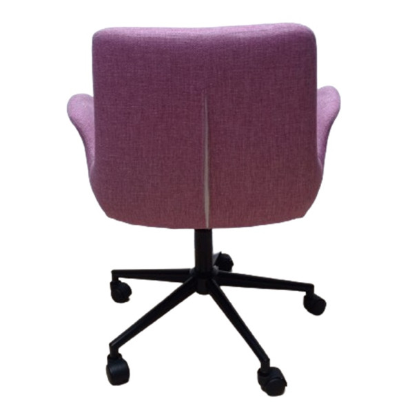Büro Koltuğu Ofis Sandalyesi Pembe Renk Keten Kumaş Metal Ayaklı - Resim 3