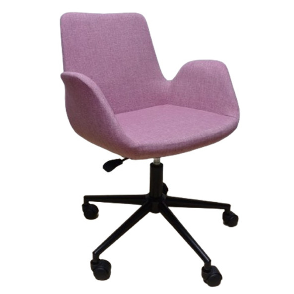 Büro Koltuğu Ofis Sandalyesi Pembe Renk Keten Kumaş Metal Ayaklı - Resim 5