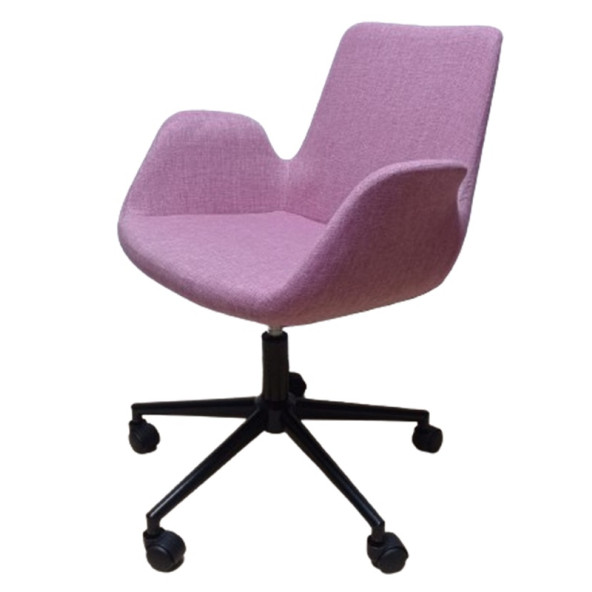 Büro Koltuğu Ofis Sandalyesi Pembe Renk Keten Kumaş Metal Ayaklı - Resim 6