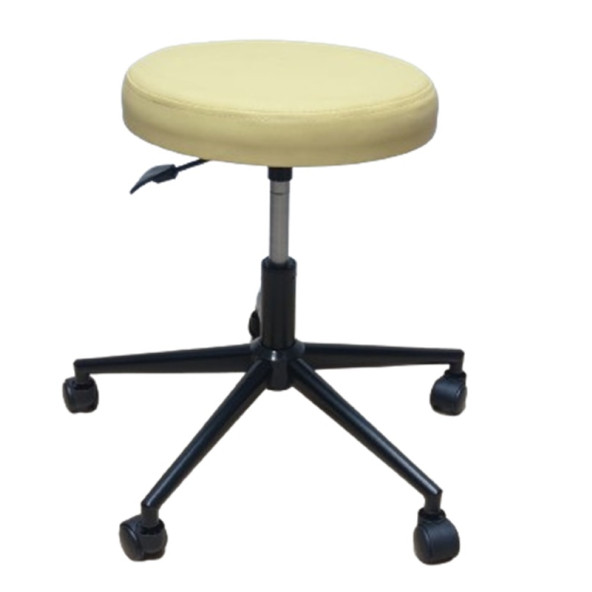 Krom Yıldız Ayaklı Hekim Taburesi Sarı Outdoor Kumaş