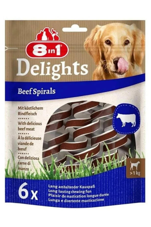 8in1 Delights Beef Spirals Biftekli Burgu Köpek Ödülü 6 Adet   Skt : 02/2027 - 1
