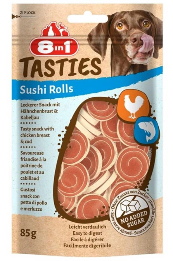8in1 Tasties Sushi Rolls Tavuklu Balıklı Sushi Köpek Ödülü 85 Gr  Skt : 11/2025