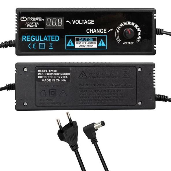 Powermaster PM-22380 3 Volt - 12 Volt - 10 Amper 5.5*2.5 Mm Uçlu Voltaj Kademeli Adaptör - 5