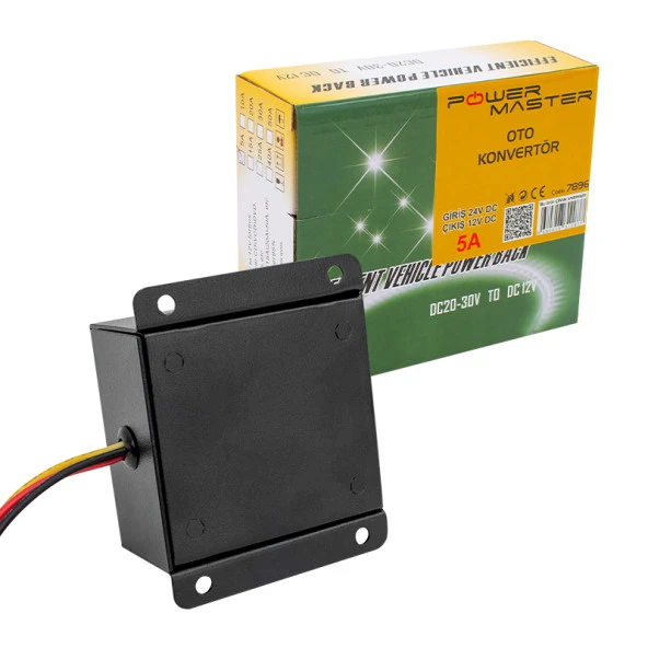 Powermaster PM-7896 24-12 Volt 5 Amper Oto Konvertör Voltaj Düşürücü - 3