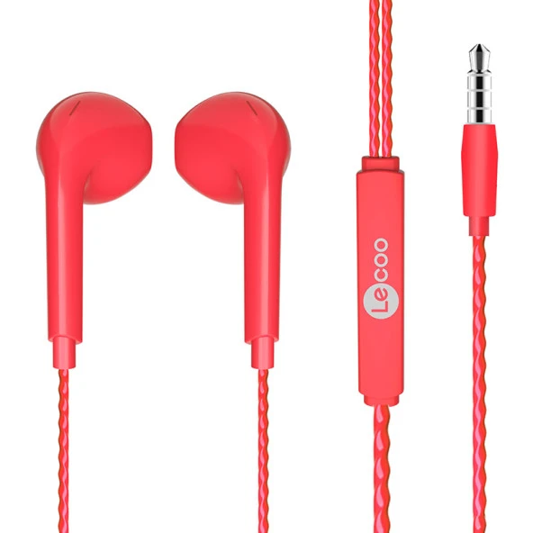 Lenovo Lecoo EH104R 3.5 Mm Jacklı Kablolu Kulak İçi Mikrofonlu Kulaklık Kırmızı - 2