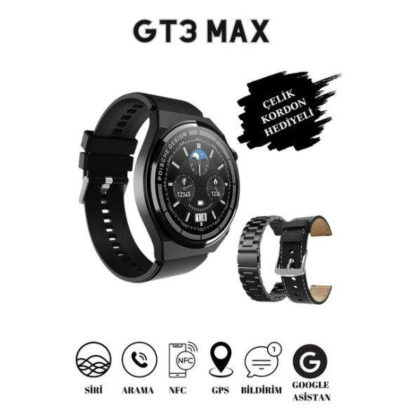 GT3 Max 2023 Polsche Design Akıllı Saat (3 Adet Kordonlu) - 4