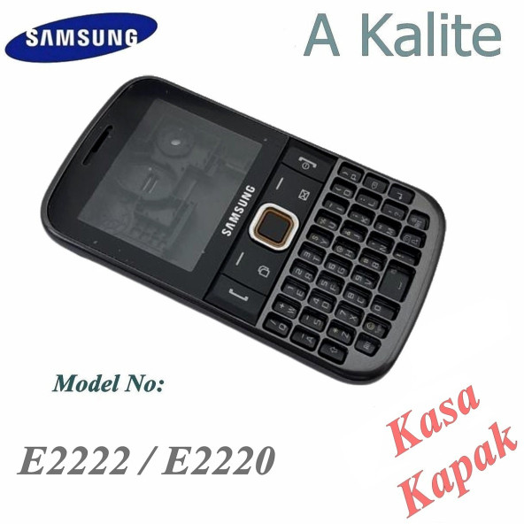 Samsung E2222 Kasa Samsung Galaxy E2220 Chat 222 Uyumlu Siyah Renk Orta Kasa Ön Arka Kapak Tuş Takımı
