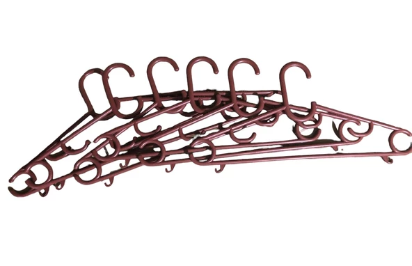 Ahşap Renkli Plastik Elbise Askısı 12 Adet Kahverengi Askı Gömlek Askısı Pantolon Askısı - 4