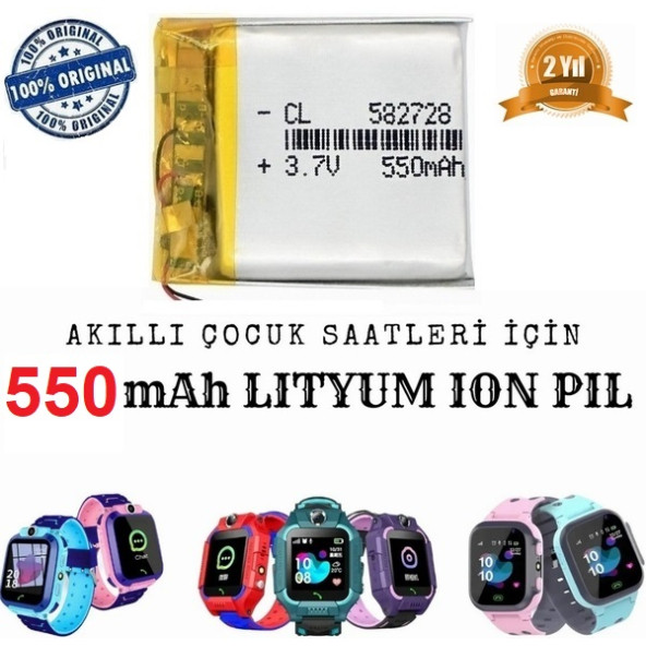 Day Akıllı Çocuk Saat Batarya - Pil 3.7v 550mah 582728 pil