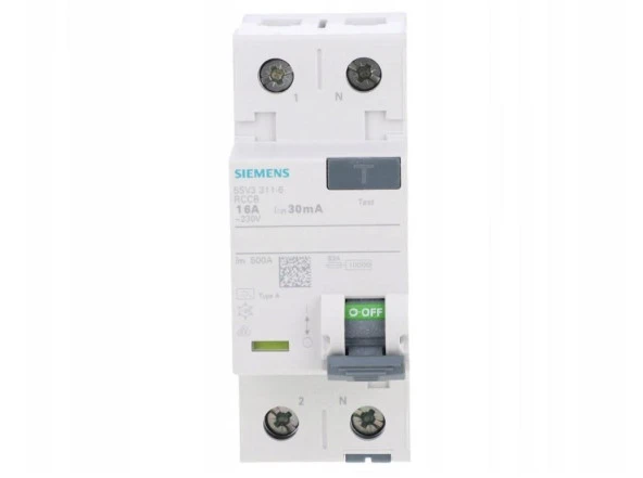 Siemens 16A 30mA Tip A 2P Kaçak Akım Koruma Rölesi,5SV3311-6