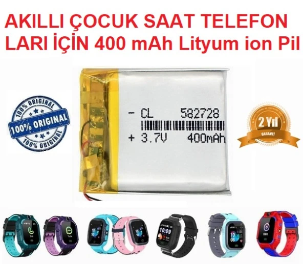 Day Akıllı Çocuk Saat Batarya - Pil 3.7v 400mah 582728 Garantili Pil ürün görseli 1