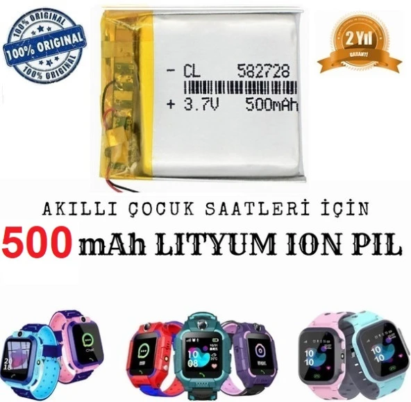 500 Mah Akıllı Çocuk Saat Telefon Batarya - Pil 3.7v 500mah 582728 Twox Wikys ürün görseli 1