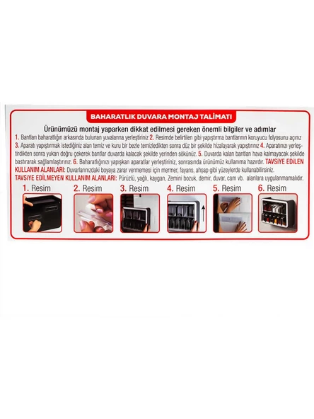 Porsima 2025 Premium Baharatlık 12'li Standlı Kendinden Yapışkanlı Kaşıklı Kapaklı Baharatlık Takımı Beyaz - 5
