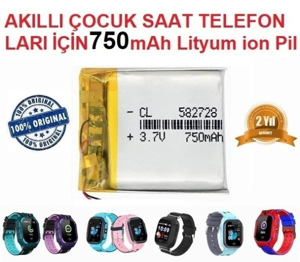 Day Akıllı Çocuk Saat Batarya Pil 3.7v 750mah 582728 pil Kaliteli