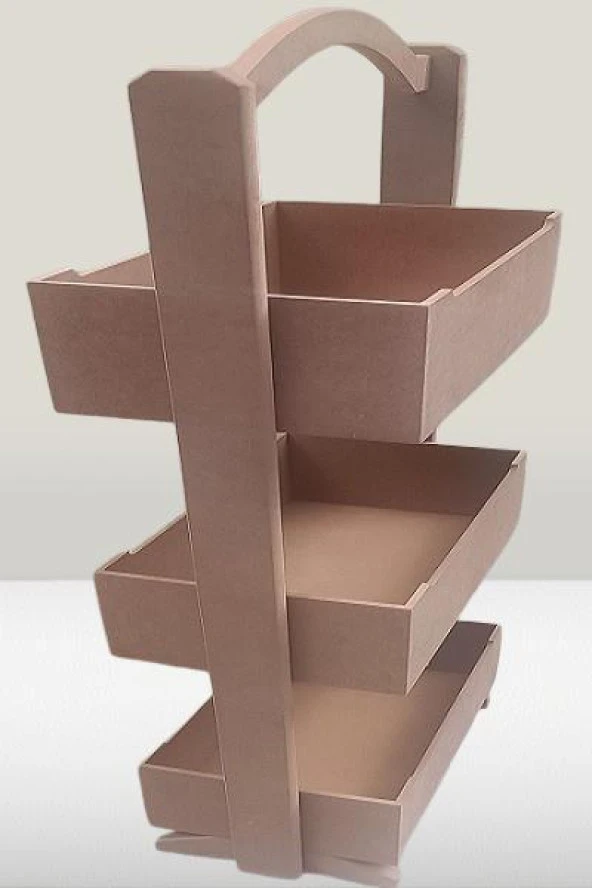 Hobi 90304 Raf Terek 3 LÜ Geniş İç Hacimli CNC Kesim Ahşap MDF HAM El Yapım