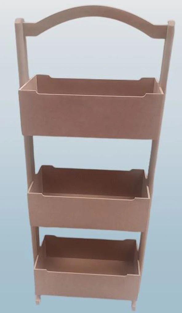 Hobi 90304 Raf Terek 3 LÜ Geniş İç Hacimli CNC Kesim Ahşap MDF HAM El Yapım - 2