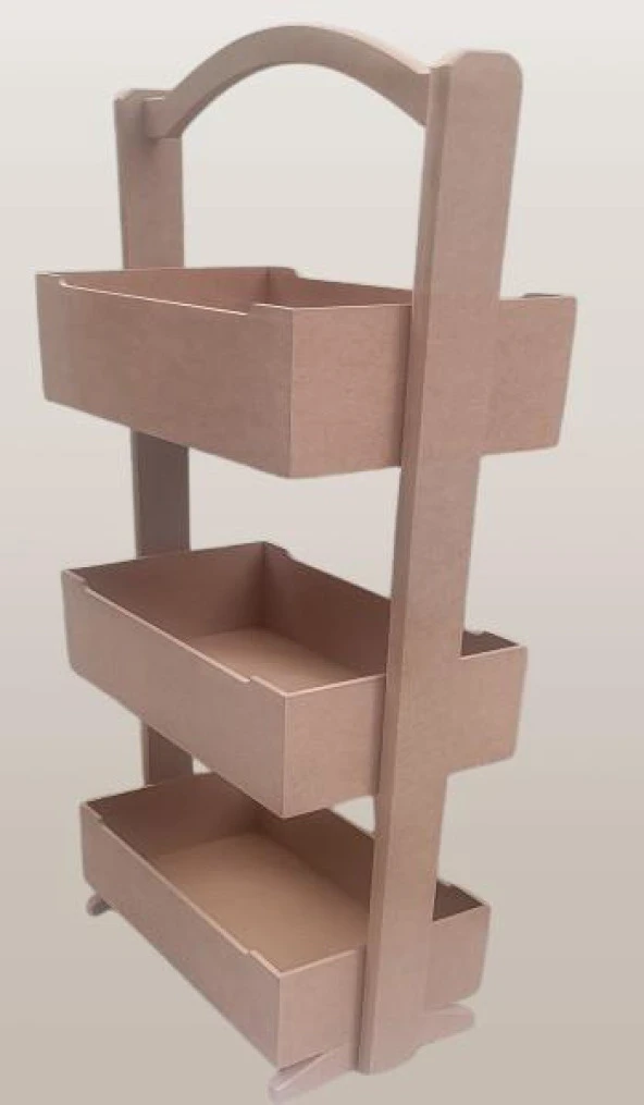 Hobi 90304 Raf Terek 3 LÜ Geniş İç Hacimli CNC Kesim Ahşap MDF HAM El Yapım - 3