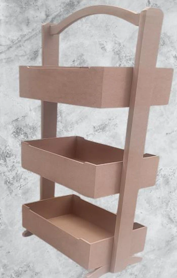 Hobi 90304 Raf Terek 3 LÜ Geniş İç Hacimli CNC Kesim Ahşap MDF HAM El Yapım - 4