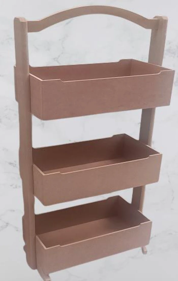 Hobi 90304 Raf Terek 3 LÜ Geniş İç Hacimli CNC Kesim Ahşap MDF HAM El Yapım - 5