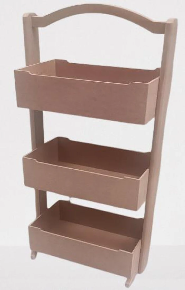 Hobi 90304 Raf Terek 3 LÜ Geniş İç Hacimli CNC Kesim Ahşap MDF HAM El Yapım - 6