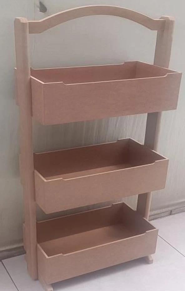 Hobi 90304 Raf Terek 3 LÜ Geniş İç Hacimli CNC Kesim Ahşap MDF HAM El Yapım - 7