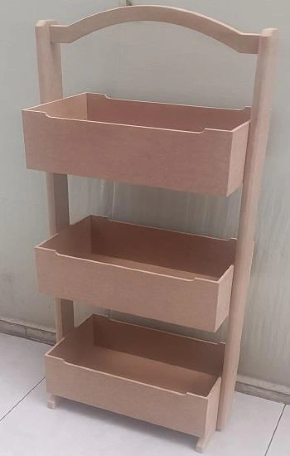 Hobi 90304 Raf Terek 3 LÜ Geniş İç Hacimli CNC Kesim Ahşap MDF HAM El Yapım - 8