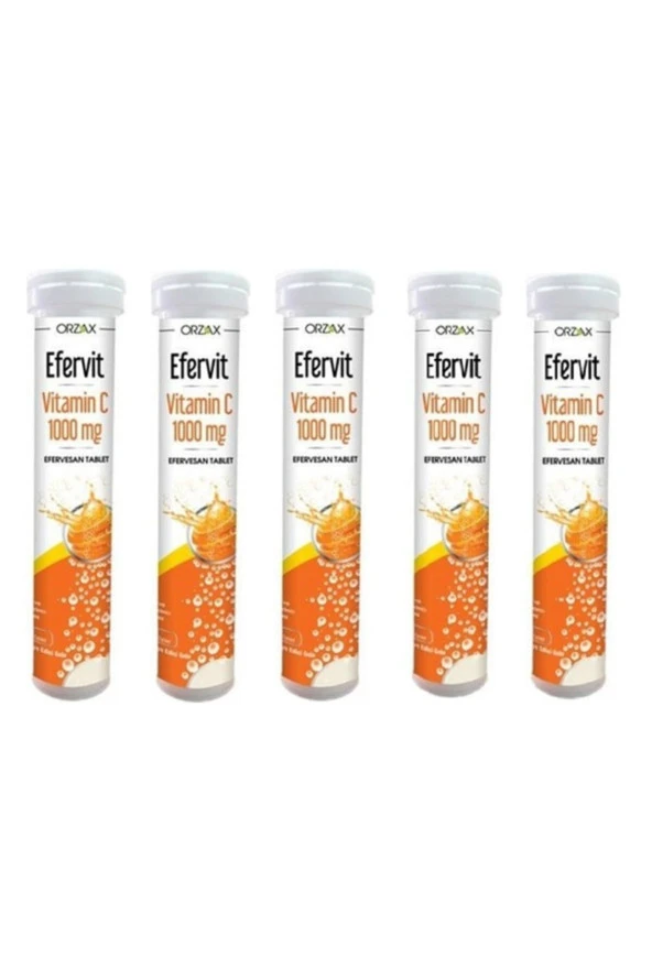 Orzax Efervit Vitamin C 1000 mg 20 Efervesan Tablet 5 Kutu