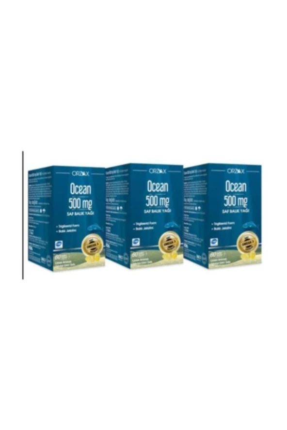 Ocean Omega 3 Balık Yağı 500 mg 60 Kapsül 3 Kutu