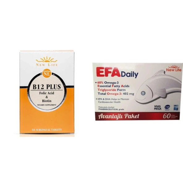 New Life EFA Daily 60 Kapsül +  New Life B12 Plus Methylcobalamin 60 Tablet Avantajlı Paket