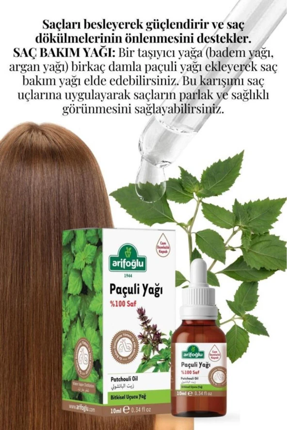 Arifoğlu Paçuli Yağı Saf 10ml Patchouli Essential Oil 100 Saf - Resim 2