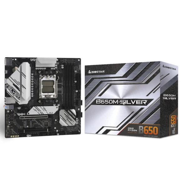 Biostar B650M-SILVER DDR5 6000MHz AM5 Micro ATX Anakart - Resim 1