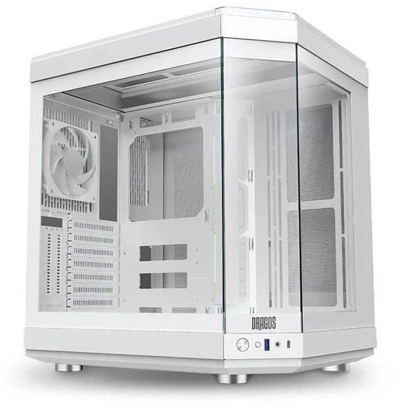 Dragos North 1x Fan USB 3.0 + Type C ATX Mid Tower  Panoramik Temperli Cam Gaming Bilgisayar Kasası Beyaz - 1